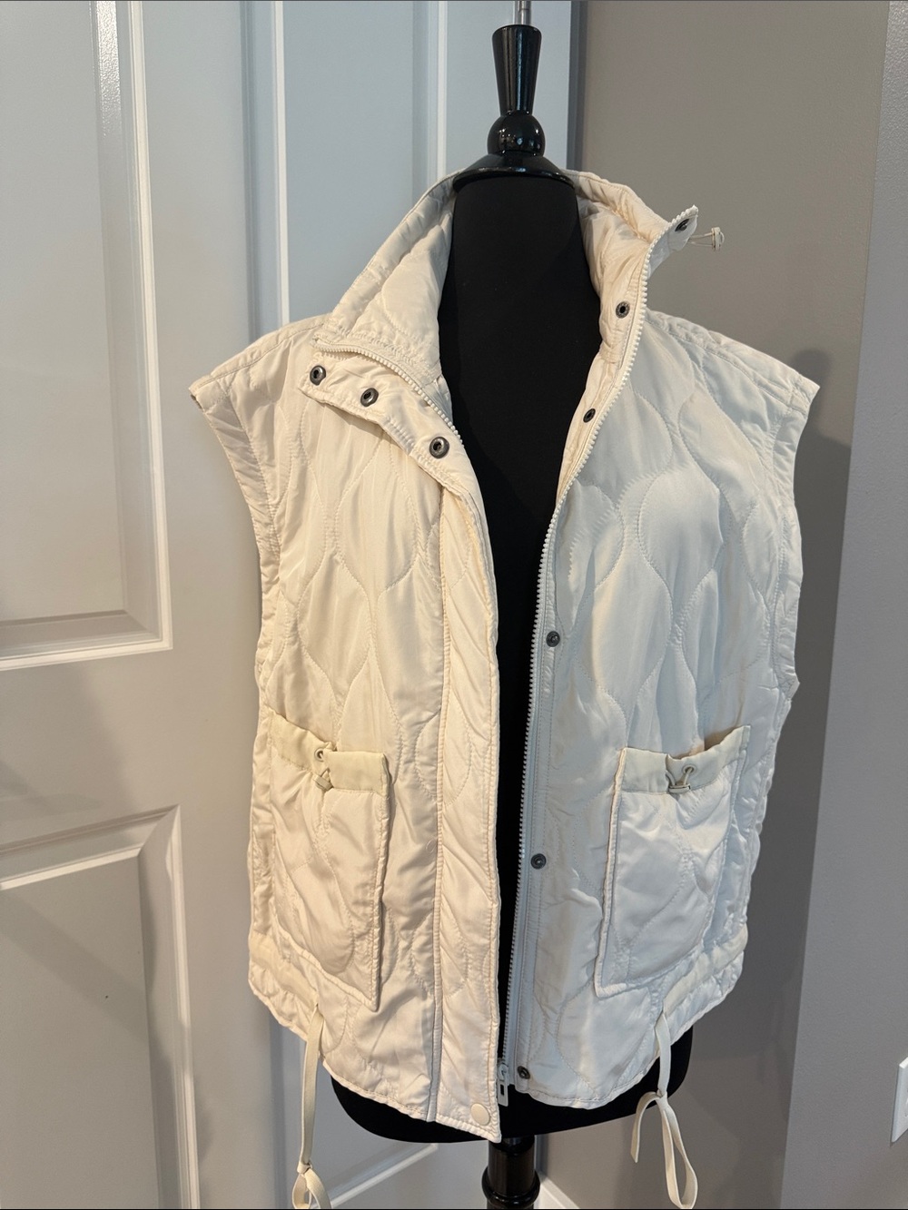 Thread & Supply Cream Quilted Sleeveless Vest